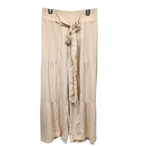 SDEER Women's Large Belted Wide Leg Pants Elastic High Waist Loose Fit Flowy
